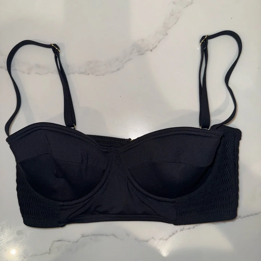 NWOT kate spade Black Bandeau Bikini Top with Removable Straps